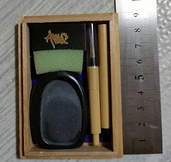 Amazon.co.jp: 書道具 天然石 柏水敬白 ミニチュア 玄昌石 硯 墨